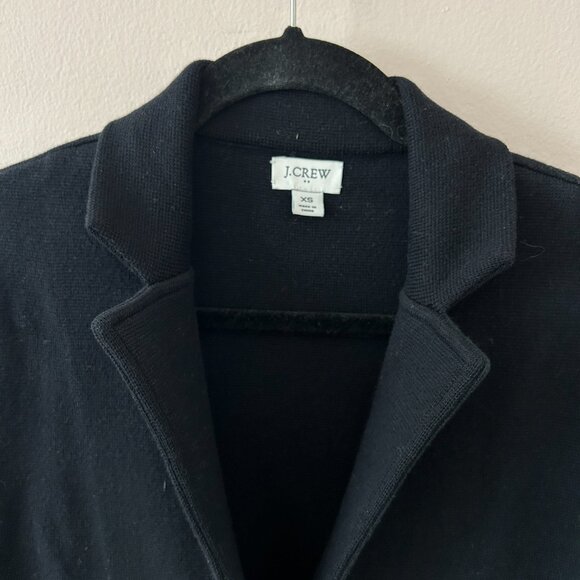 J.Crew Sweater Blazer Women XS Black Knit Schoolboy Cardigan Essential - Picture 2 of 4
